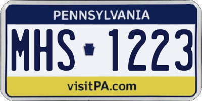 PA license plate MHS1223