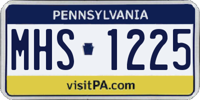 PA license plate MHS1225