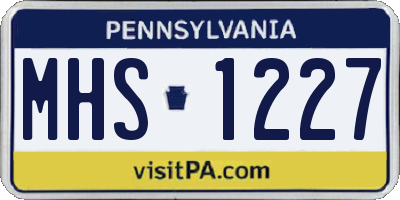 PA license plate MHS1227