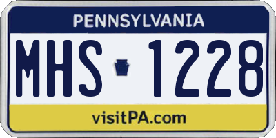 PA license plate MHS1228