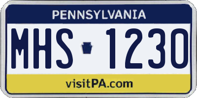 PA license plate MHS1230