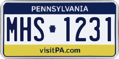 PA license plate MHS1231