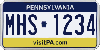 PA license plate MHS1234