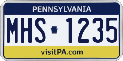 PA license plate MHS1235