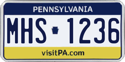 PA license plate MHS1236