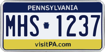 PA license plate MHS1237