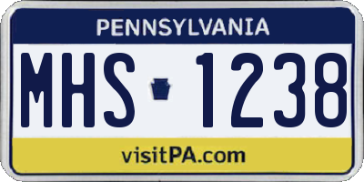 PA license plate MHS1238