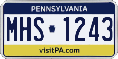 PA license plate MHS1243