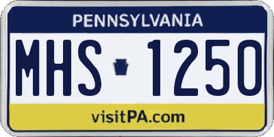 PA license plate MHS1250
