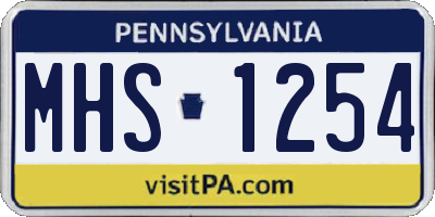 PA license plate MHS1254