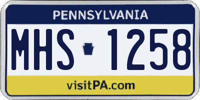 PA license plate MHS1258