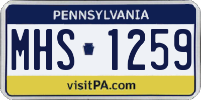 PA license plate MHS1259