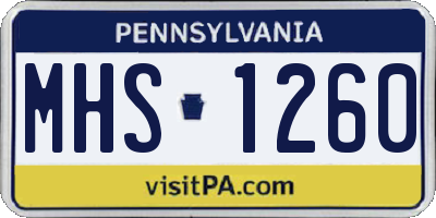 PA license plate MHS1260