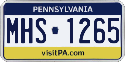PA license plate MHS1265