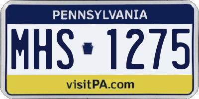 PA license plate MHS1275