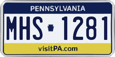 PA license plate MHS1281