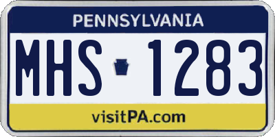 PA license plate MHS1283