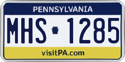 PA license plate MHS1285
