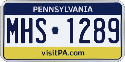 PA license plate MHS1289