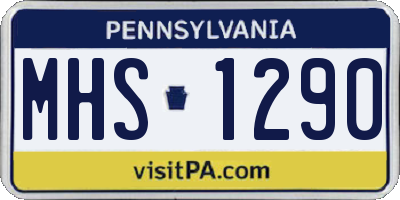 PA license plate MHS1290