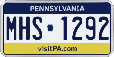 PA license plate MHS1292