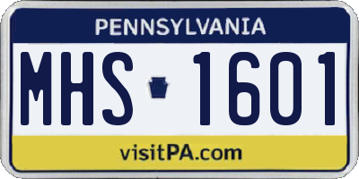 PA license plate MHS1601