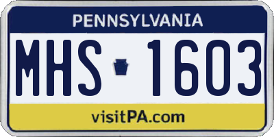 PA license plate MHS1603