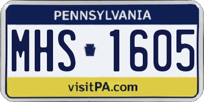 PA license plate MHS1605