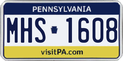 PA license plate MHS1608