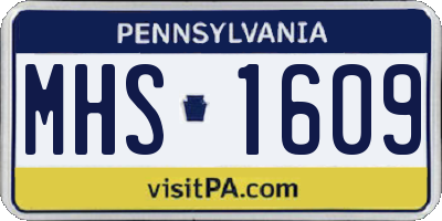 PA license plate MHS1609