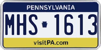 PA license plate MHS1613