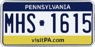 PA license plate MHS1615