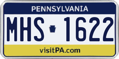 PA license plate MHS1622