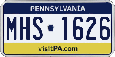 PA license plate MHS1626