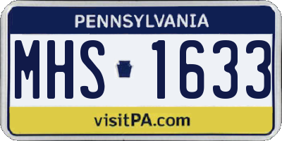 PA license plate MHS1633