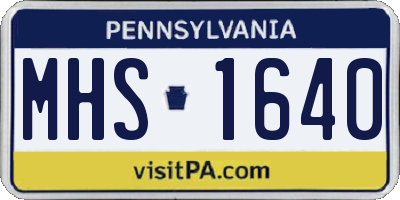 PA license plate MHS1640