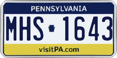 PA license plate MHS1643