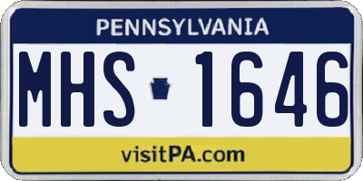 PA license plate MHS1646