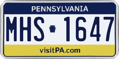 PA license plate MHS1647