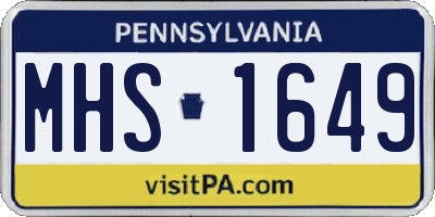 PA license plate MHS1649