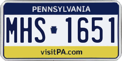 PA license plate MHS1651