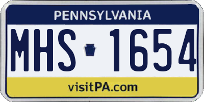 PA license plate MHS1654