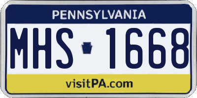 PA license plate MHS1668