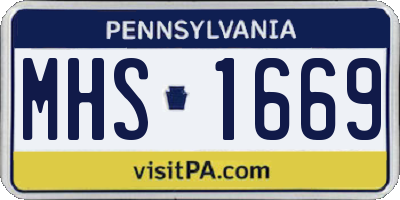 PA license plate MHS1669