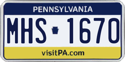 PA license plate MHS1670