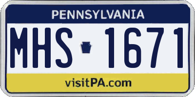 PA license plate MHS1671