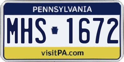 PA license plate MHS1672