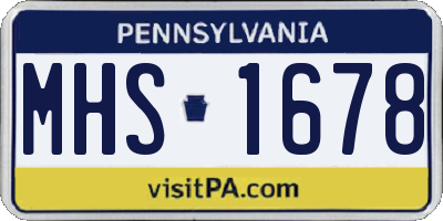 PA license plate MHS1678