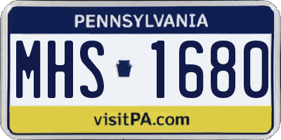 PA license plate MHS1680