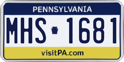 PA license plate MHS1681